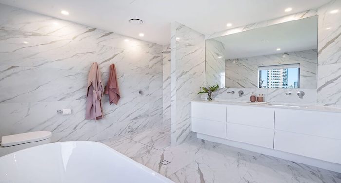 Marble bathroom tiles