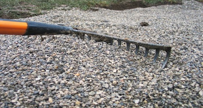 raking gravel