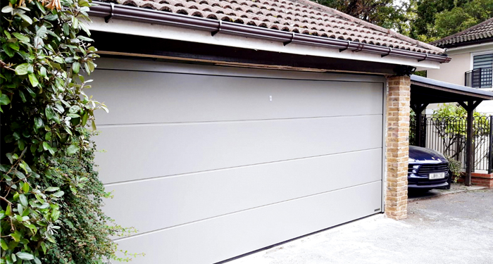 white garage and car