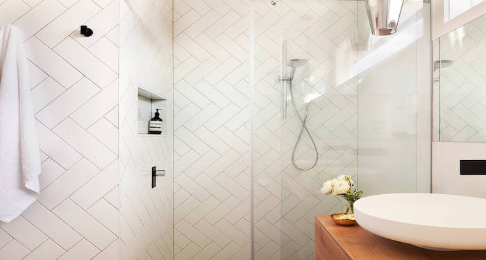 White bathroom tiles