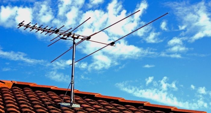 aerial on tiles roof