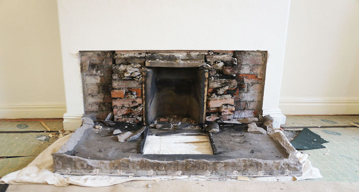 image of removed fire place