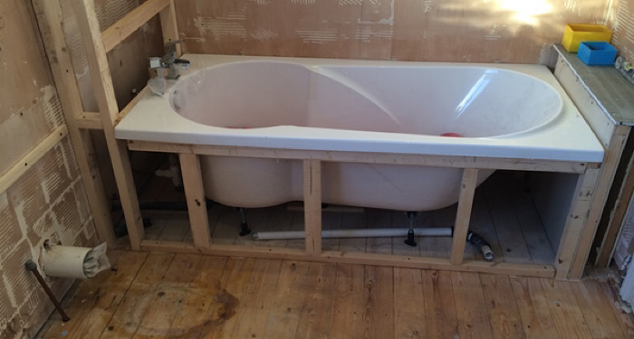 bath being installed