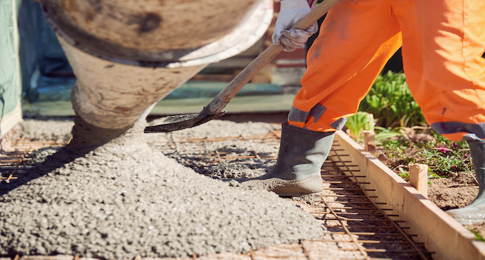 pouring concrete