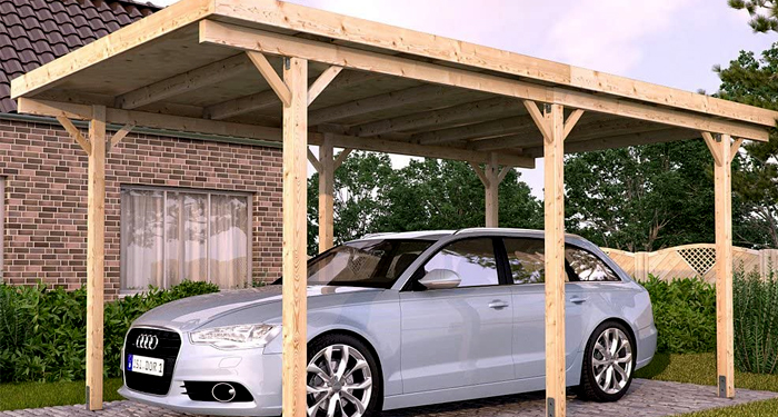 freestanding carport silver car