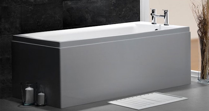 grey stand alone bath