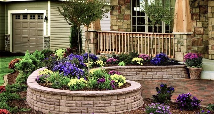 stone wall flower bed