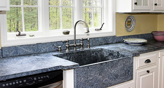 grey worktop with sink