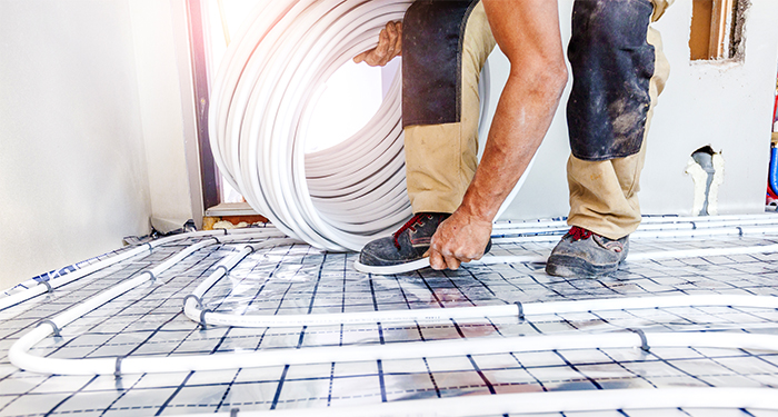 underfloor heating being laid