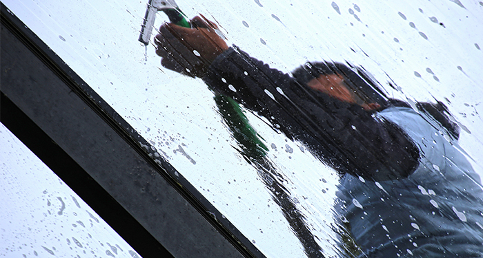 cleaning window through the window