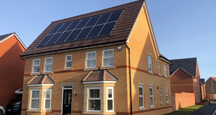 roof of house full with solar panels