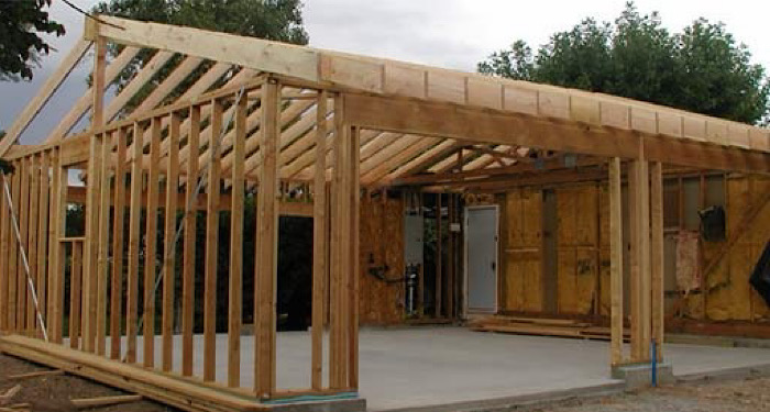 timber skeleton of a garage