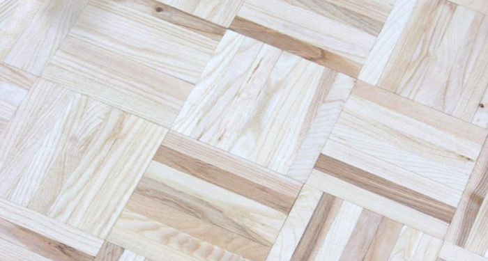 white parquet flooring