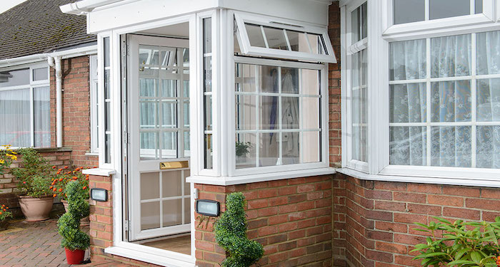 Brick and white upvc porch