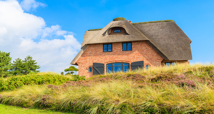 a large thatched home
