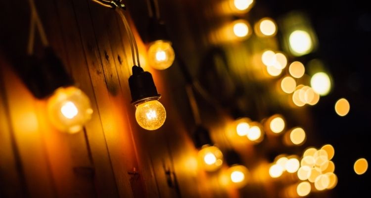 string light on a wall