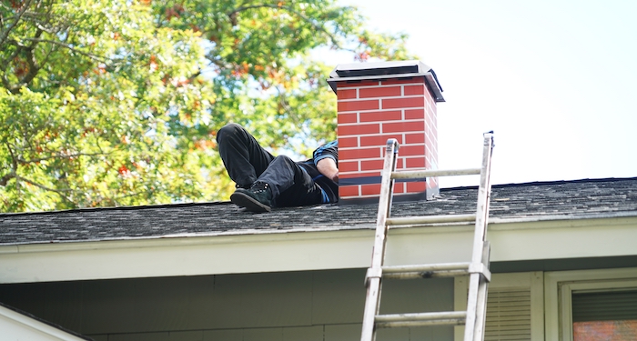 ladder on a roof