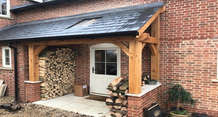 Wooden lean to porch