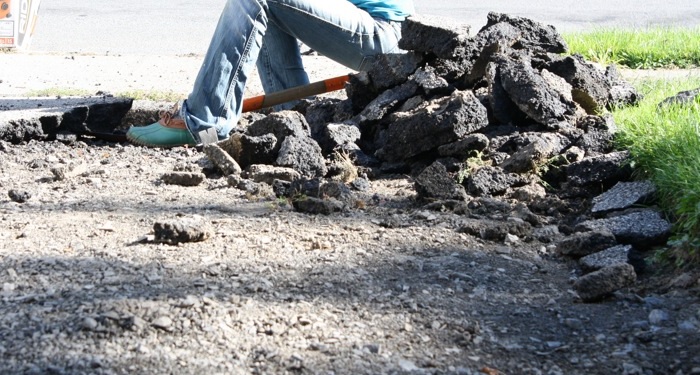 Removing a tarmac driveway