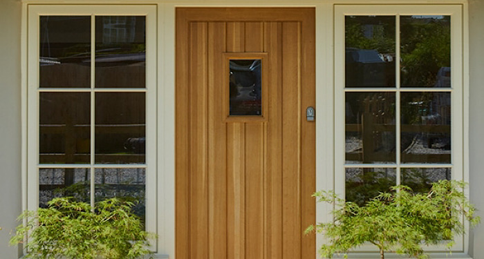 oak front door with glass