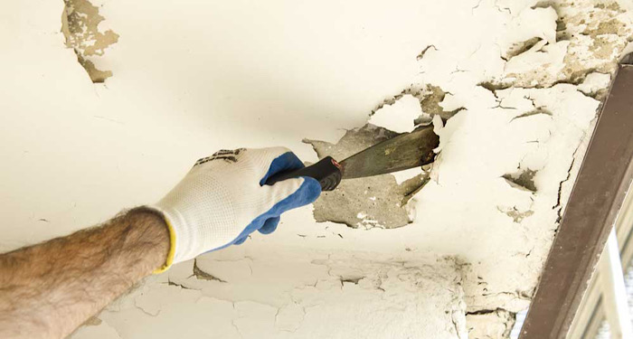 person removing wallpaper