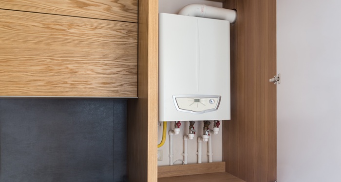 Boiler in cupboard