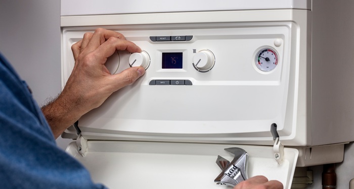 Boiler being fitted