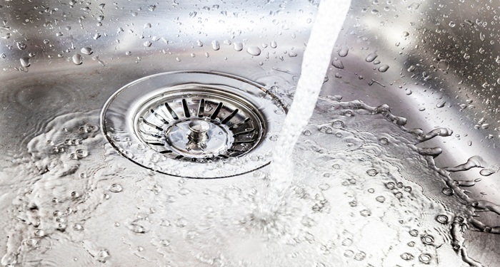 Water going down sink