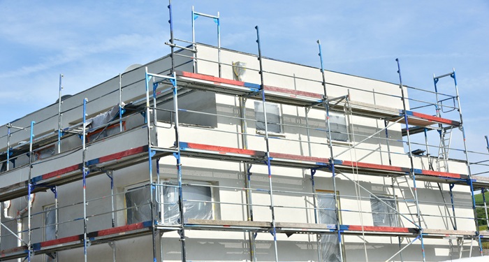 Scaffolding around building