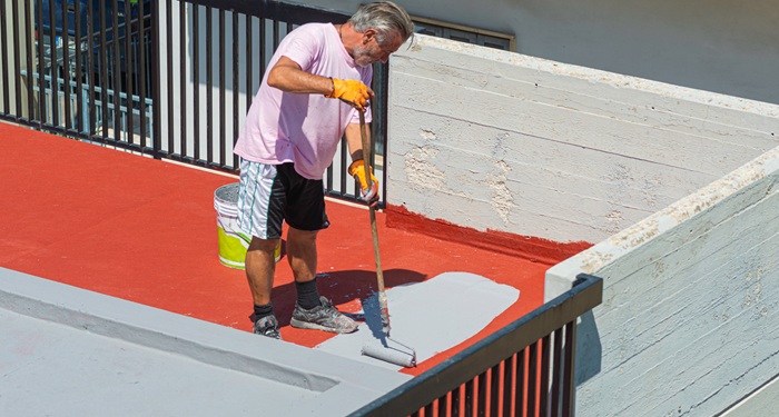 Man applying resin
