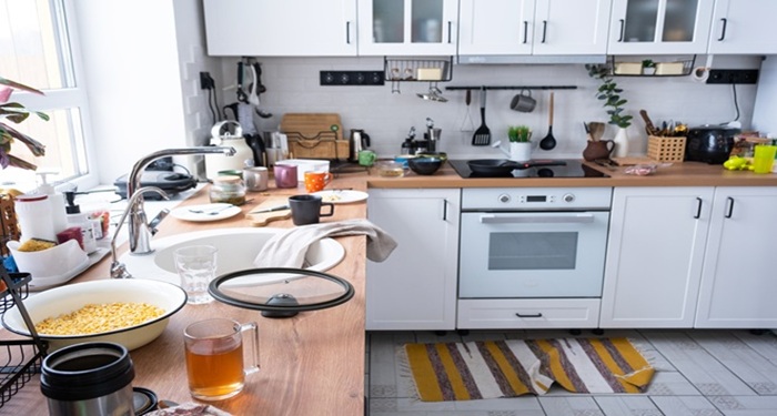 Cluttered kitchen