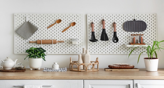 Pegboard in kitchen