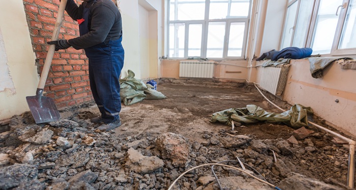 Man in rubble