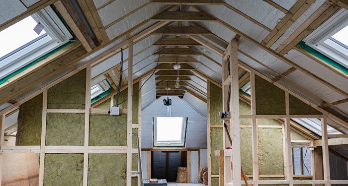 Inside timber frame house