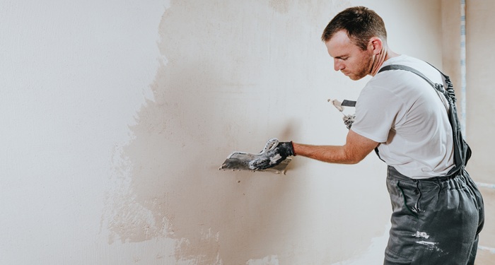Man plastering
