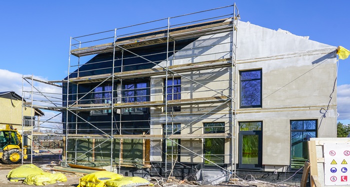 Timber house being built