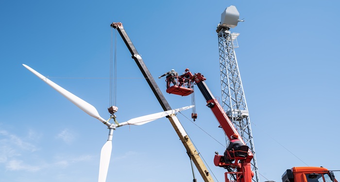 Turbine being installed
