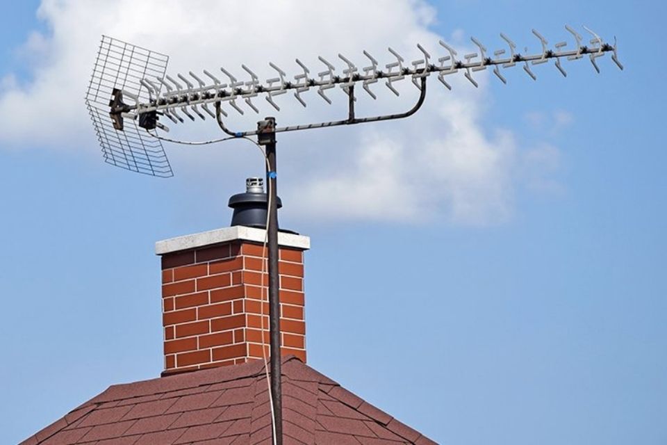 aerial near a chimney