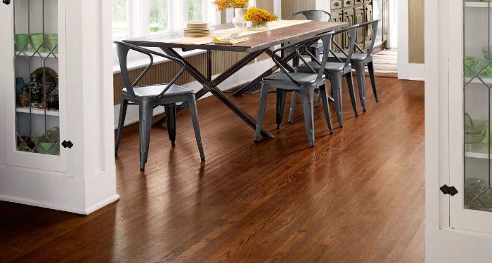 hardwood flooring with dining too table