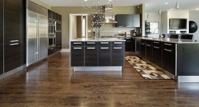 kitchen with new hardwood flooring