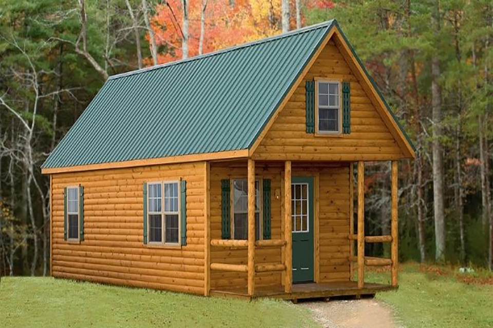 log cabin with pitched roof