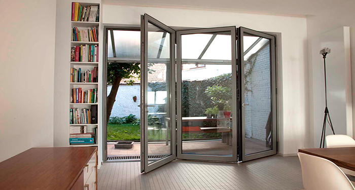 light grey bifold doors