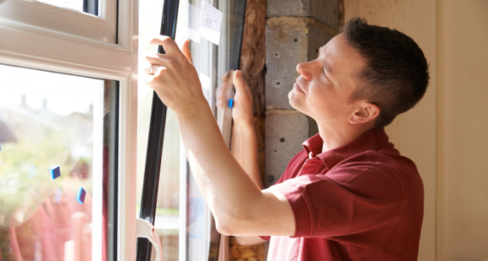 person installing windows