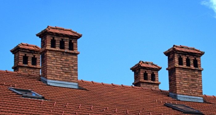 multiple brick chimnies