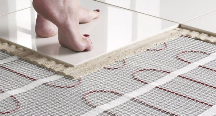 close up of wet underfloor heating